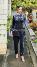 Load image into Gallery viewer, Charcoal grey velvet coordset