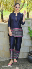 Load image into Gallery viewer, Navy blue gaji silk coordset!