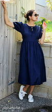 Load image into Gallery viewer, Navy Blue pure Poplin dress