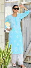 Load image into Gallery viewer, Water blue lakhnawi kurti only