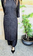 Load image into Gallery viewer, ZET BLACK SELF LAKHNAVI EMBROIDERY SET