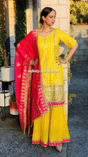 Load image into Gallery viewer, Heavy Banarsi silk mirror and embroidery Gharara suit