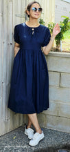 Load image into Gallery viewer, Navy Blue pure Poplin dress