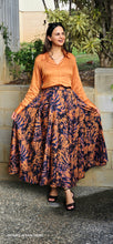 Load image into Gallery viewer, Rust blue 2 piece full flare skirt set