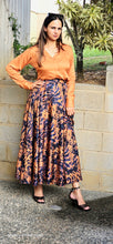 Load image into Gallery viewer, Rust blue 2 piece full flare skirt set