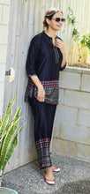 Load image into Gallery viewer, Navy blue gaji silk coordset!