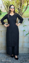 Load image into Gallery viewer, ZET BLACK SELF LAKHNAVI EMBROIDERY SET
