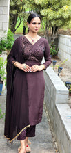 Load image into Gallery viewer, Chocolate brown handwork boutique style pant suit