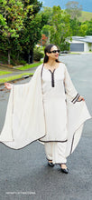 Load image into Gallery viewer, Ivory pure Gajji silk lace style suit (Taking pre orders)
