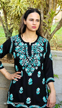 Load image into Gallery viewer, Lakhnawi black, green kurta only