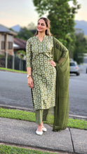 Load image into Gallery viewer, Mehendi Angrakha style pant suit
