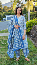 Load image into Gallery viewer, A line blue Afghani salwar suit
