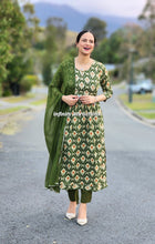 Load image into Gallery viewer, Mehndi long slit suit
