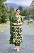 Load image into Gallery viewer, Mehndi long slit suit
