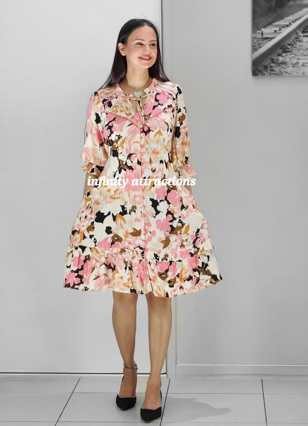 Pure Rayon Floral short dress