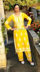 Yellow Lakhnawi suit