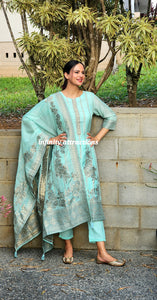 Sky blue Banarsi silk suit