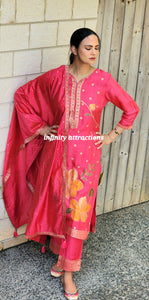 Bright pink banarsi suit