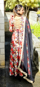 Black pure chinon Anarkali