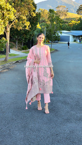 Baby pink Banarsi silk suit