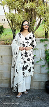 Load image into Gallery viewer, Black and white suit pant suit
