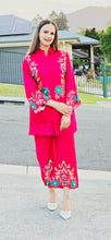 Load image into Gallery viewer, Magenta pink muslin silk coordset
