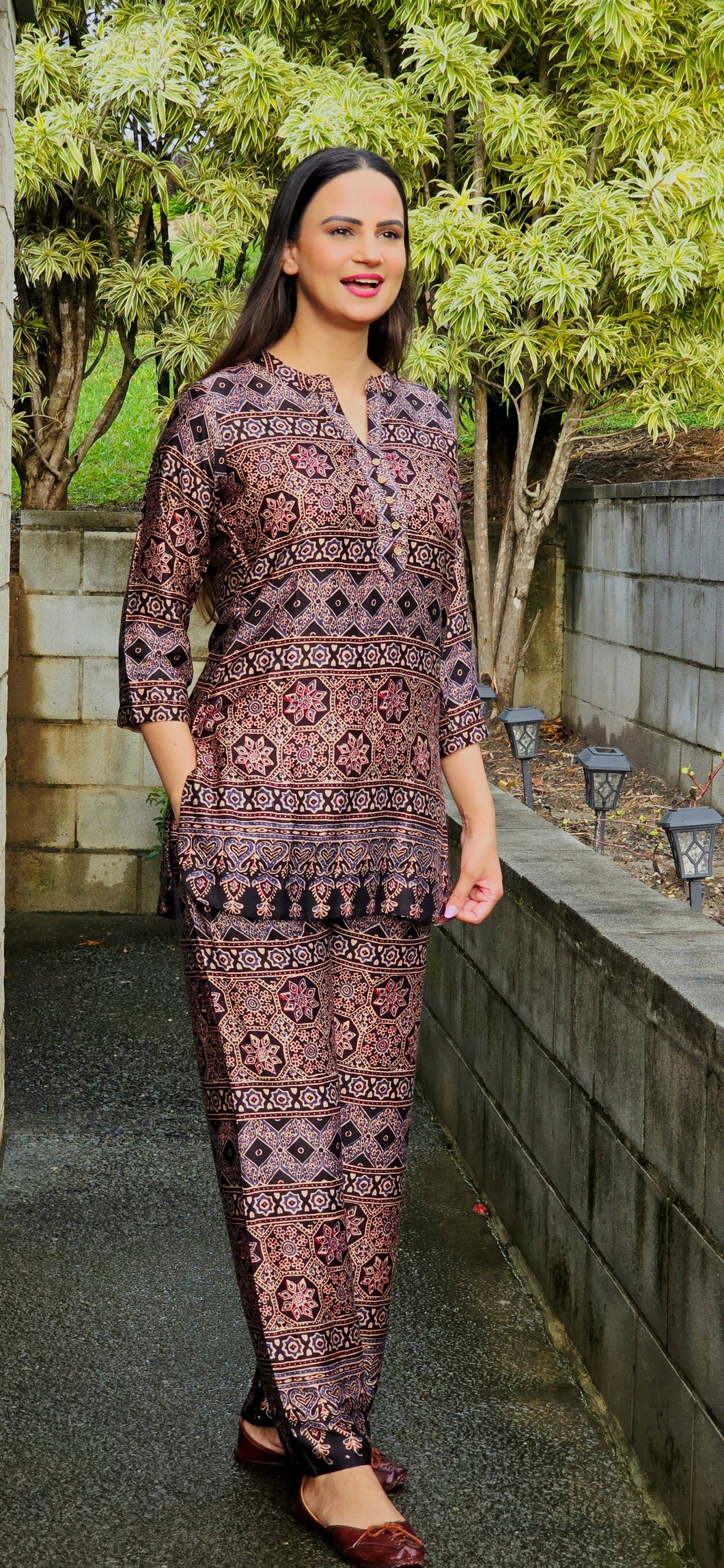 Brown Gajji silk coordset