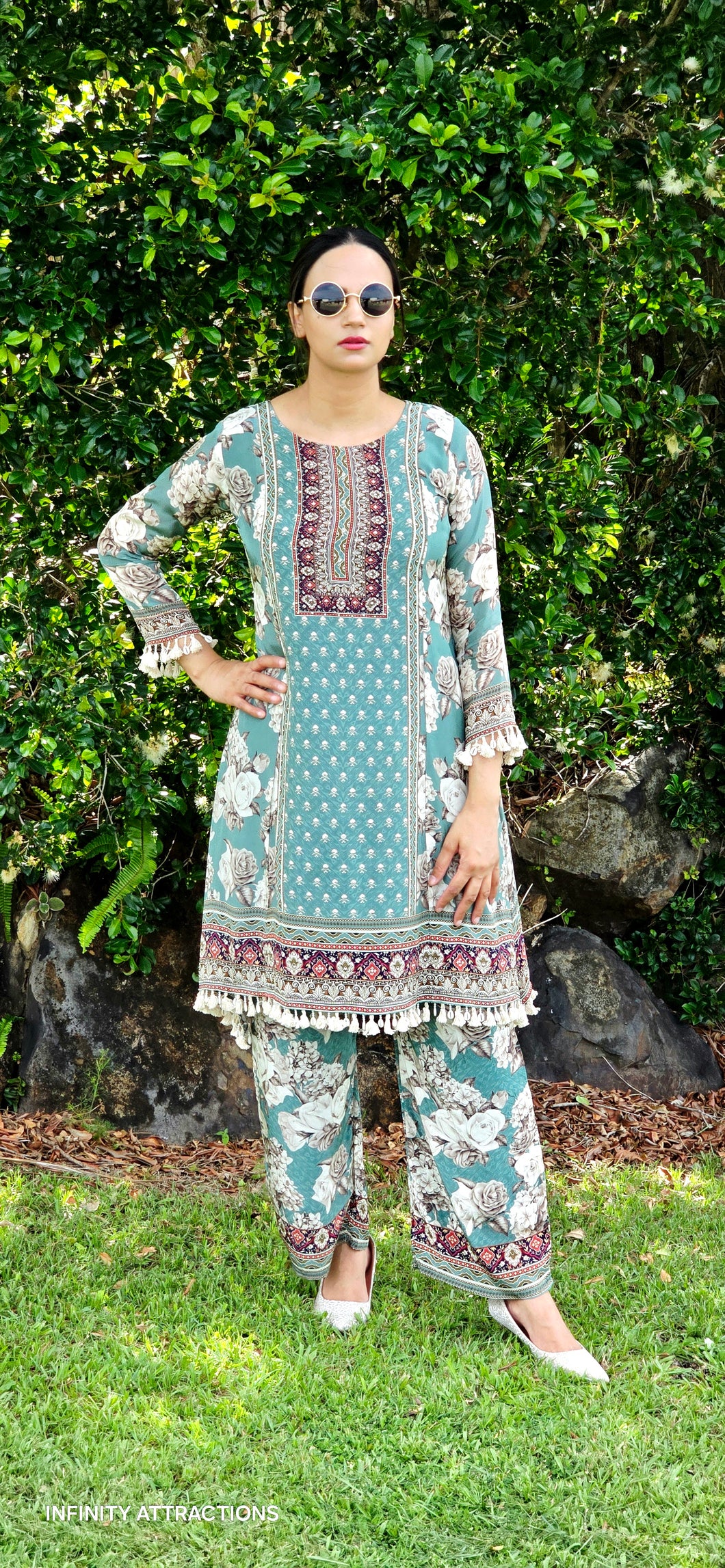 Dusty green 2 piece natural creape coordset