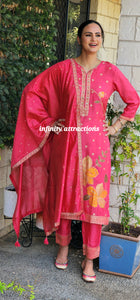 Bright pink banarsi suit