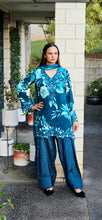 Load image into Gallery viewer, Peacock blue Farshi salwar suit
