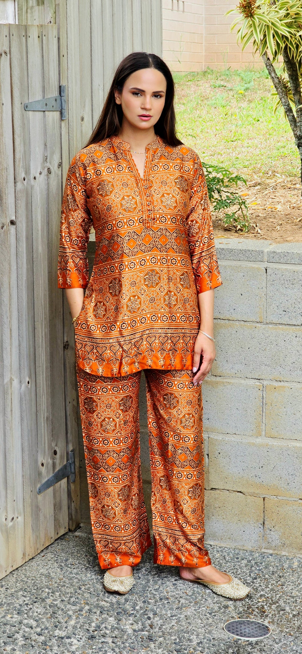 Gajji silk Rust coordset