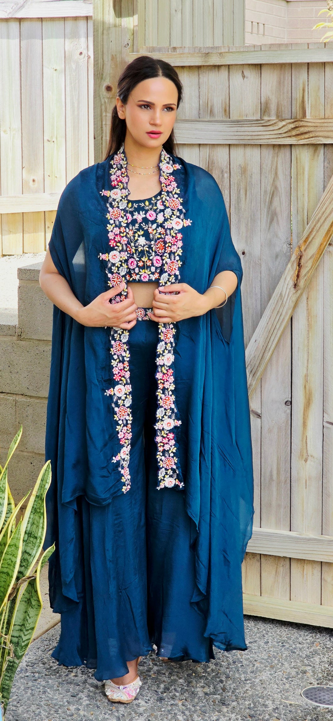 3 piece designer plazo set