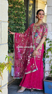 Heavy mirror work embroidery lengha suit