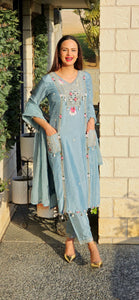 Designer power blue suit