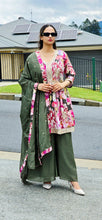 Load image into Gallery viewer, Mehendi Peplum style plazo suit
