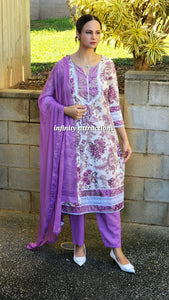 Lilac print pant suit