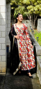 Black pure chinon Anarkali