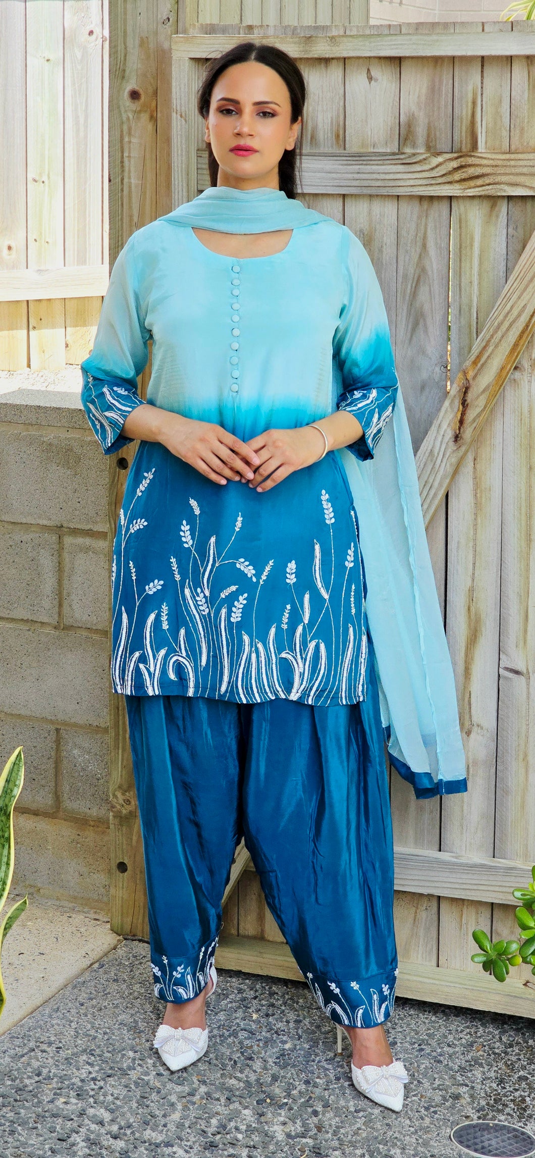 2 tone Aqua Farshi salwar suit