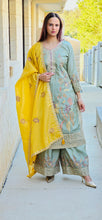 Load image into Gallery viewer, Tissue silk pista plazo suit
