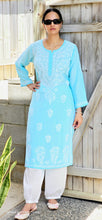 Load image into Gallery viewer, Water blue lakhnawi kurti only
