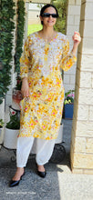 Load image into Gallery viewer, Yellow printed lakhnawi kurta
