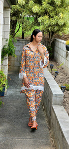 Orange floral coordset