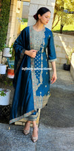 Load image into Gallery viewer, Pure Banarsi Teal blue pant suit
