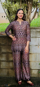 Brown Gajji silk coordset