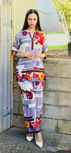 Grey floral cordset