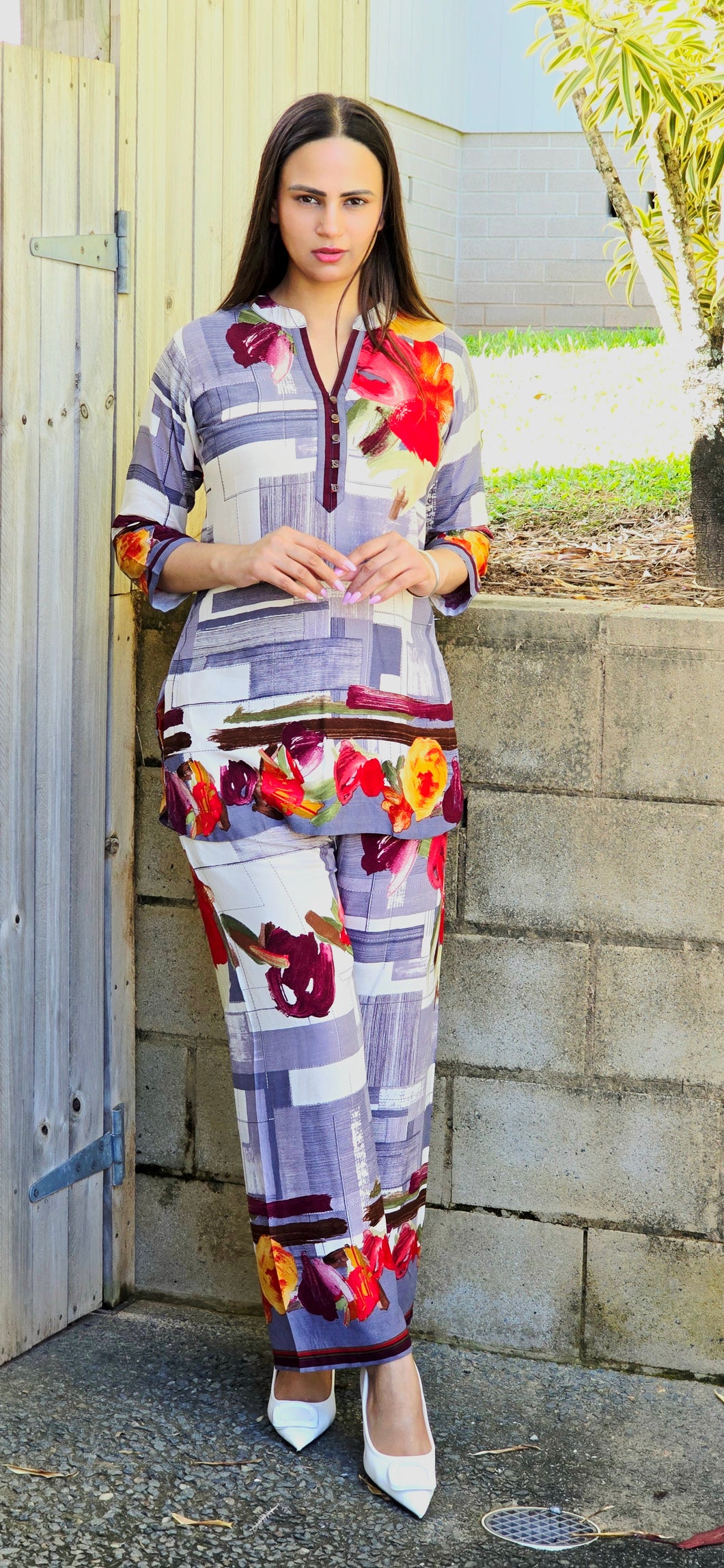 Grey floral cordset