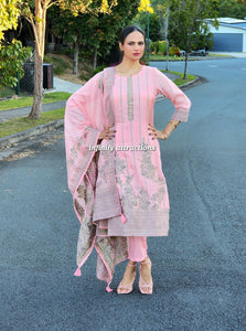 Baby pink Banarsi silk suit