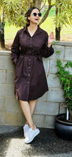 Load image into Gallery viewer, Imported cotton brown dress
