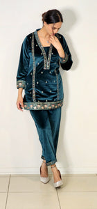 Korean velvet peacock coordset