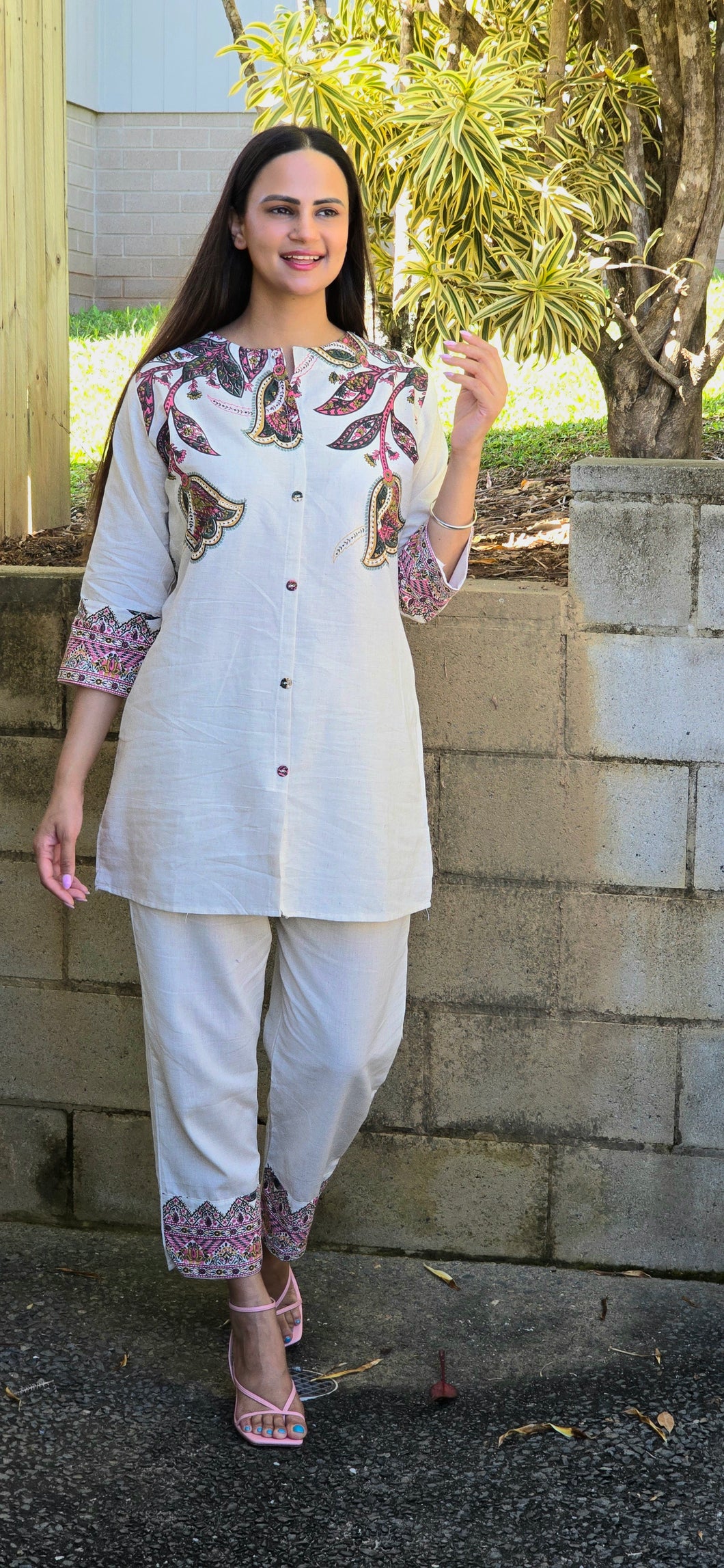Pure khaki cotton designer coordset